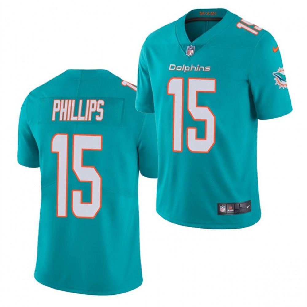 Men's Miami Dolphins #15 Jaelan Phillips Aqua 2021 Vapor Untouchable Limited Stitched NFL Jersey 