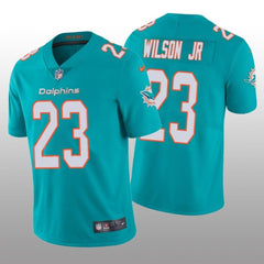 Men's Miami Dolphins #23 Jeff Wilson Jr 2022 Aqua Vapor Untouchable Limited Stitched Jersey 