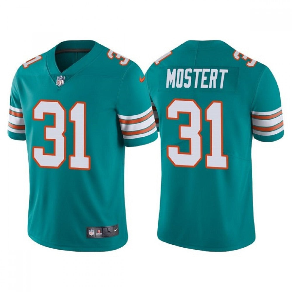 Men's Miami Dolphins #31 Raheem Mostert Aqua Color Rush Limited Stitched Football Jersey 