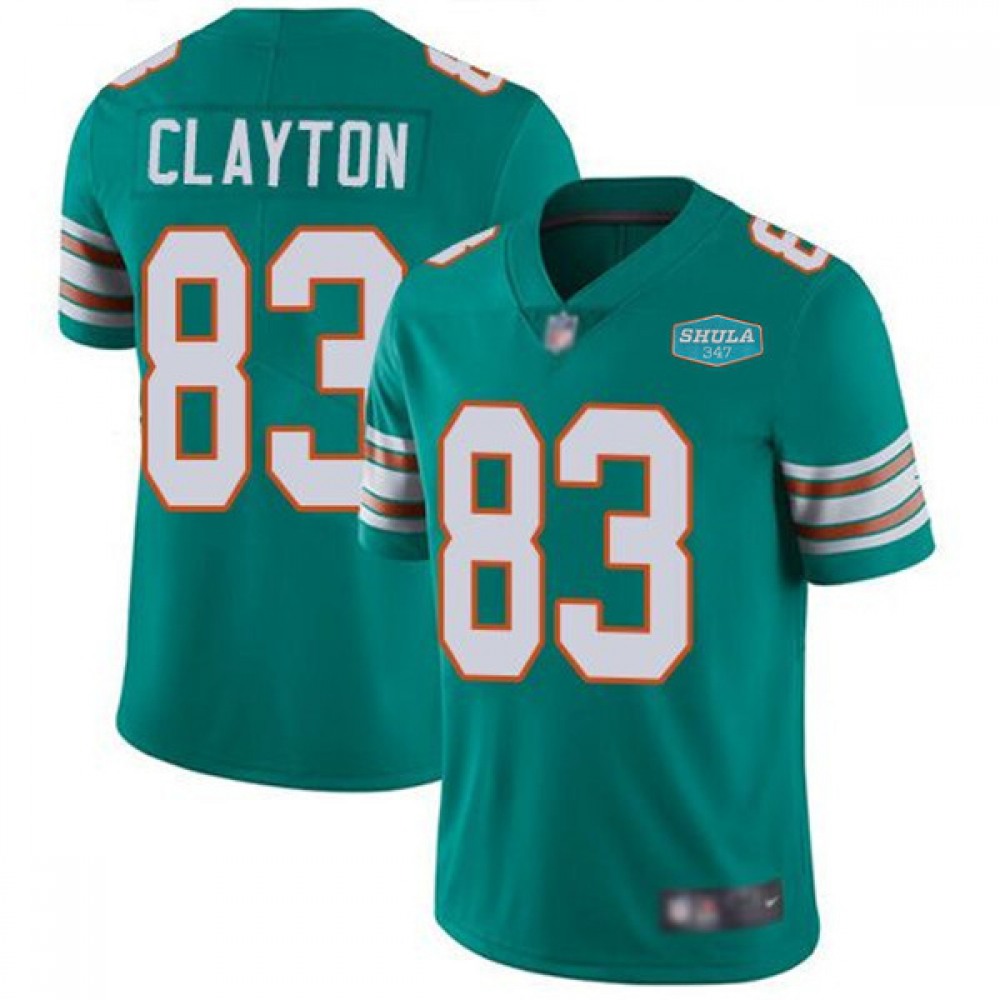 Men's Miami Dolphins #83 Mark Clayton Aqua With 347 Shula Patch 2020 Vapor Untouchable Limited Stitched NFL Jersey 