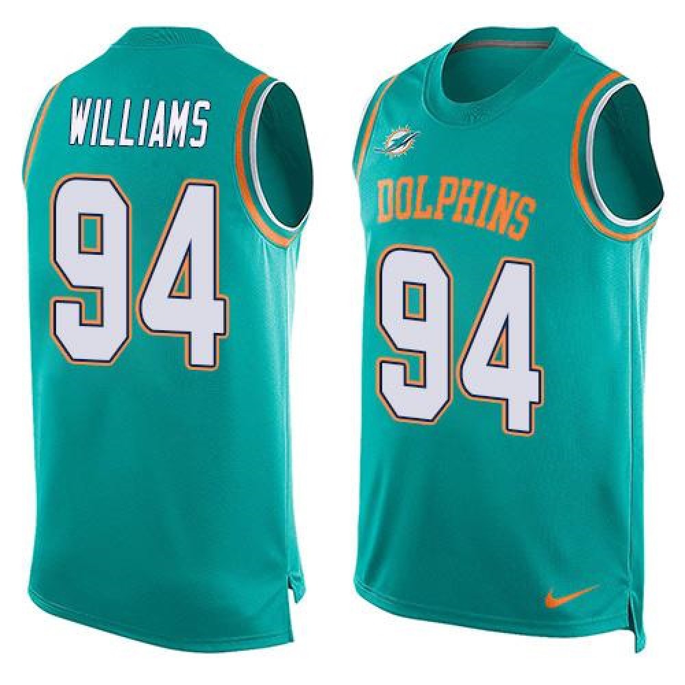 Dolphins #94 Mario Williams Aqua Green Team Color Men's Stitched NFL Limited Tank Top Jersey 