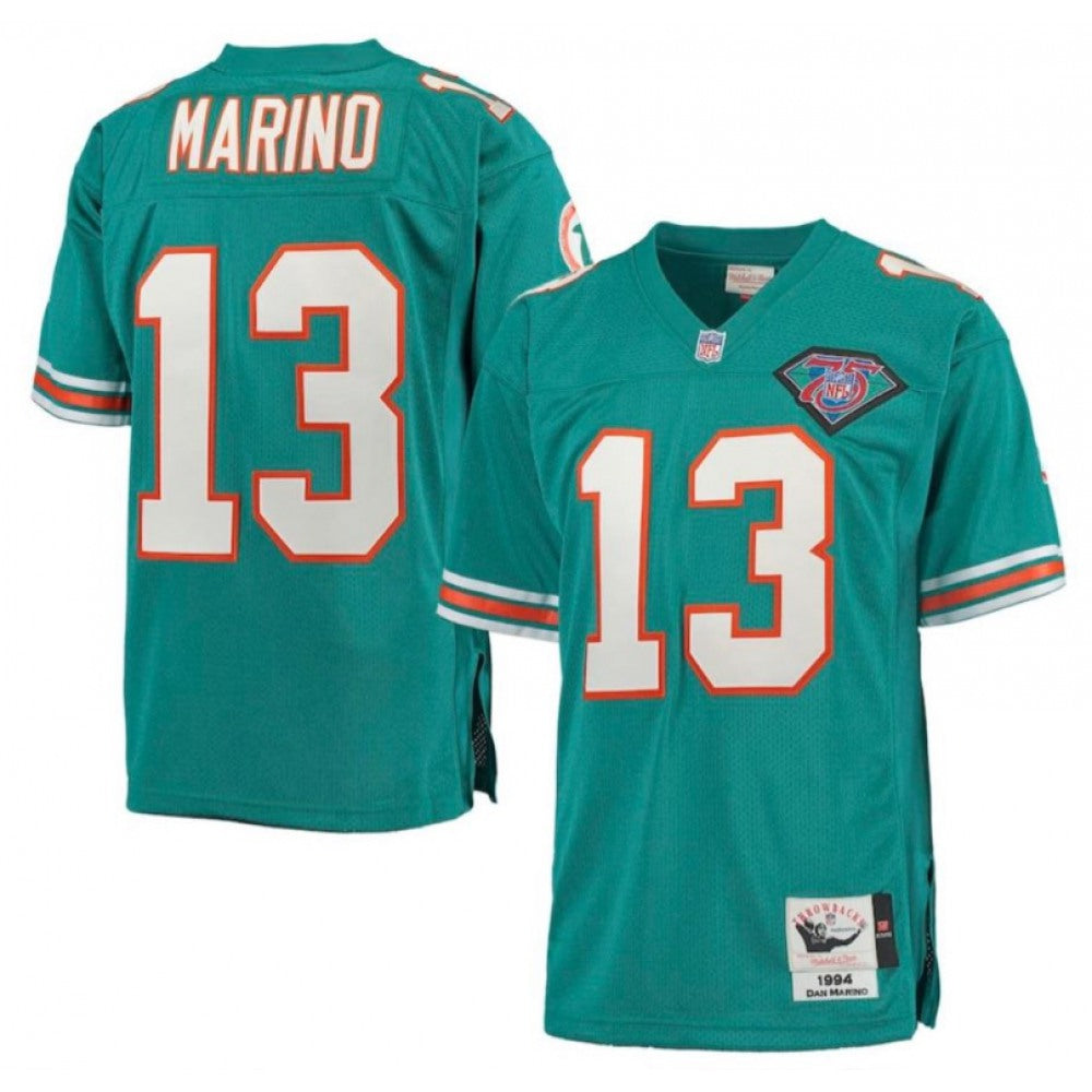 Men's Miami Dolphins #13 Dan Marino Mitchell & Ness Aqua Throwback Jersey 