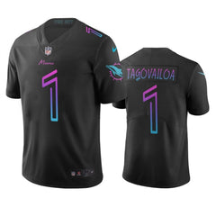 Men's Miami Dolphins #1 Tua Tagovailoa 2020 Black City Edition Stitched Jersey 
