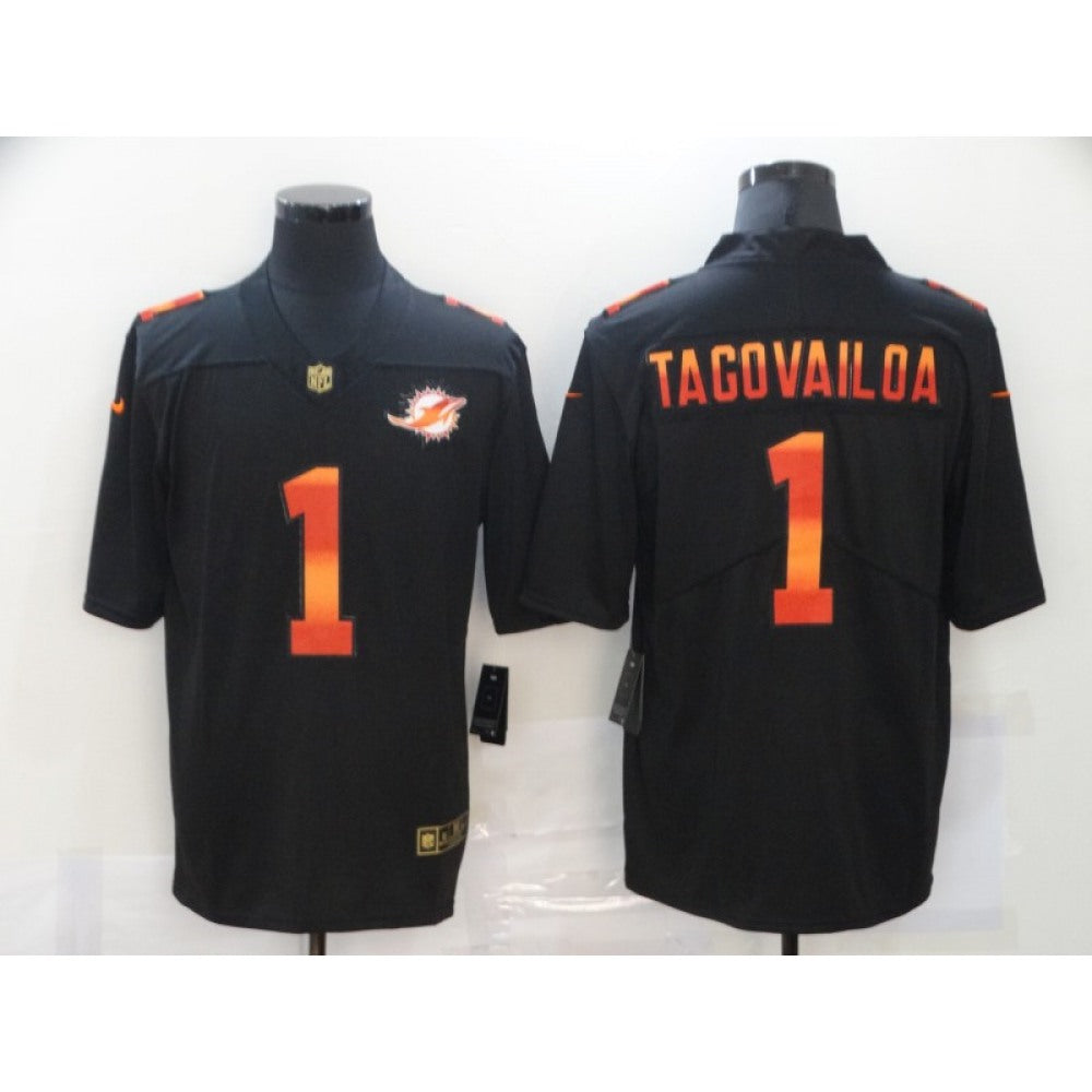 Men's Miami Dolphins #1 Tua Tagovailoa Black Fashion Limited Stitched NFL Jersey 