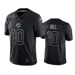 Men's Miami Dolphins #10 Tyreek Hill Black Reflective Limited Stitched Football Jersey 