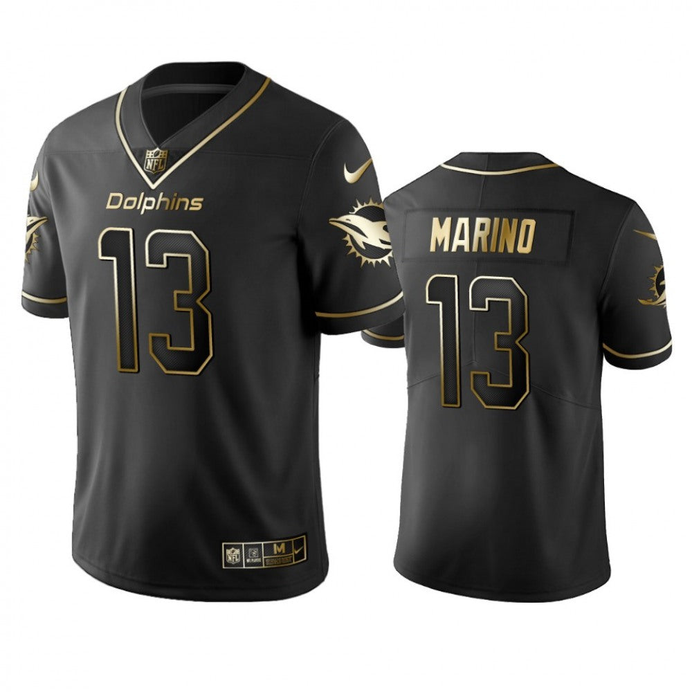 Men's Miami Dolphins #13 Dan Marino Black 2019 Golden Edition Limited Stitched NFL Jersey 
