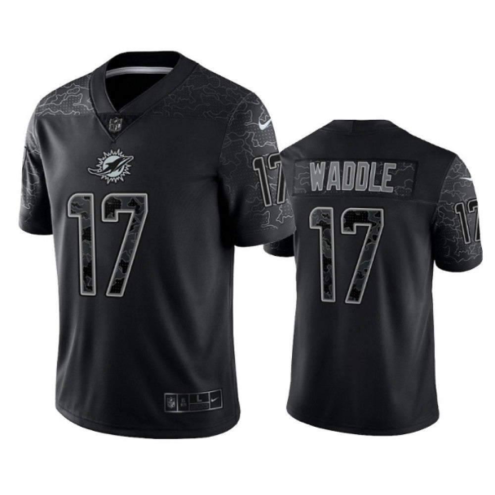 Men's Miami Dolphins #17 Jaylen Waddle Black Reflective Limited Stitched Football Jersey 