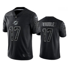 Men's Miami Dolphins #17 Jaylen Waddle Black Reflective Limited Stitched Football Jersey 