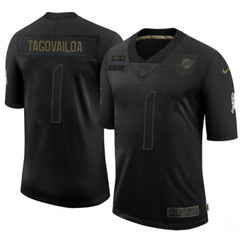 Men's Miami Dolphins #1 Tua Tagovailoa 2020 Black Salute To Service Limited Stitched Jersey 