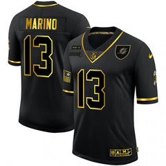 Men's Miami Dolphins #13 Dan Marino 2020 Black/Gold Salute To Service Limited Stitched Jersey 