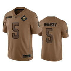 Men's Miami Dolphins #5 Jalen Ramsey 2023 Brown Salute To Service Limited Stitched Football Jersey 
