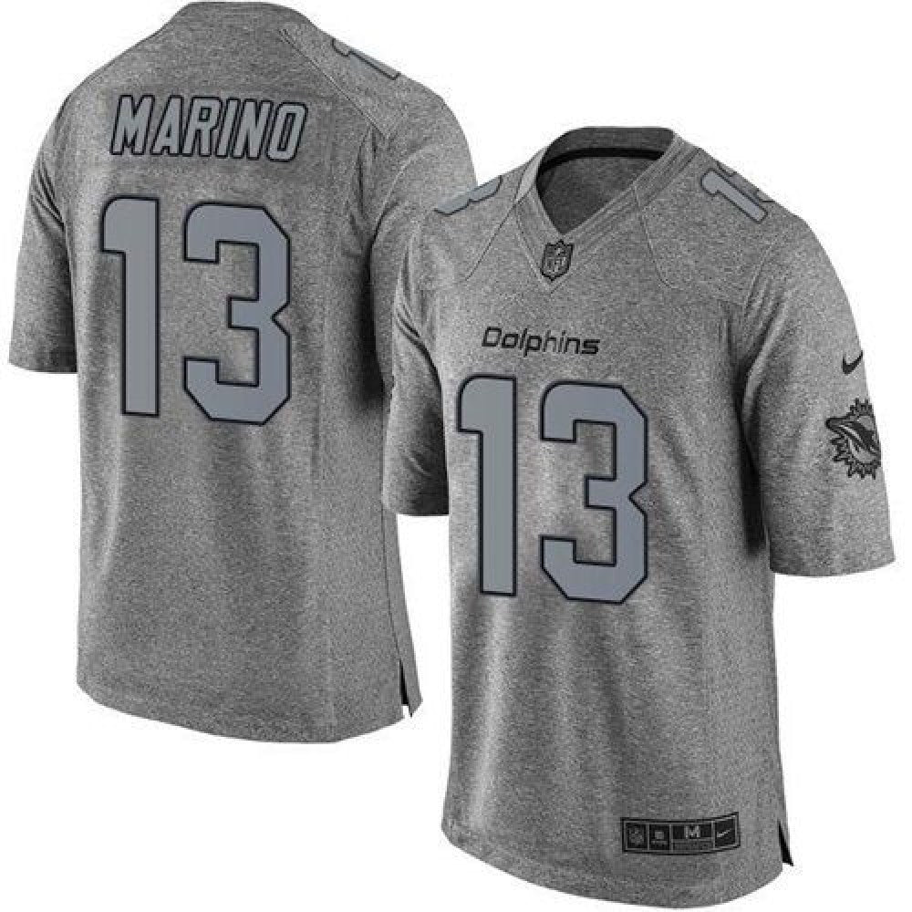 Dolphins #13 Dan Marino Gray Men's Stitched NFL Limited Gridiron Gray Jersey 
