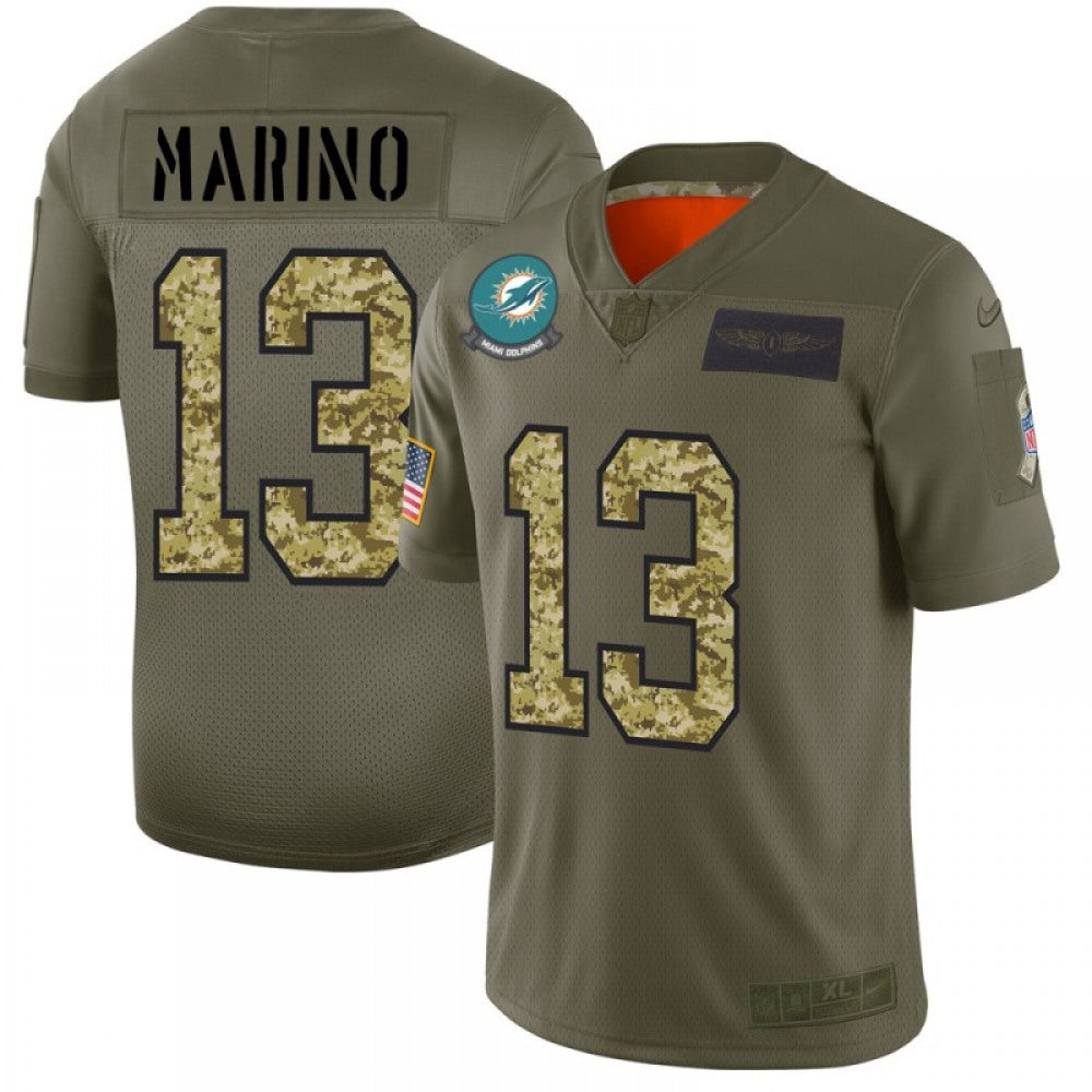 Men's Miami Dolphins #13 Dan Marino 2019 Olive/Camo Salute To Service Limited Stitched NFL Jersey 