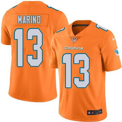 Dolphins #13 Dan Marino Orange Men's Stitched NFL Limited Rush Jersey 