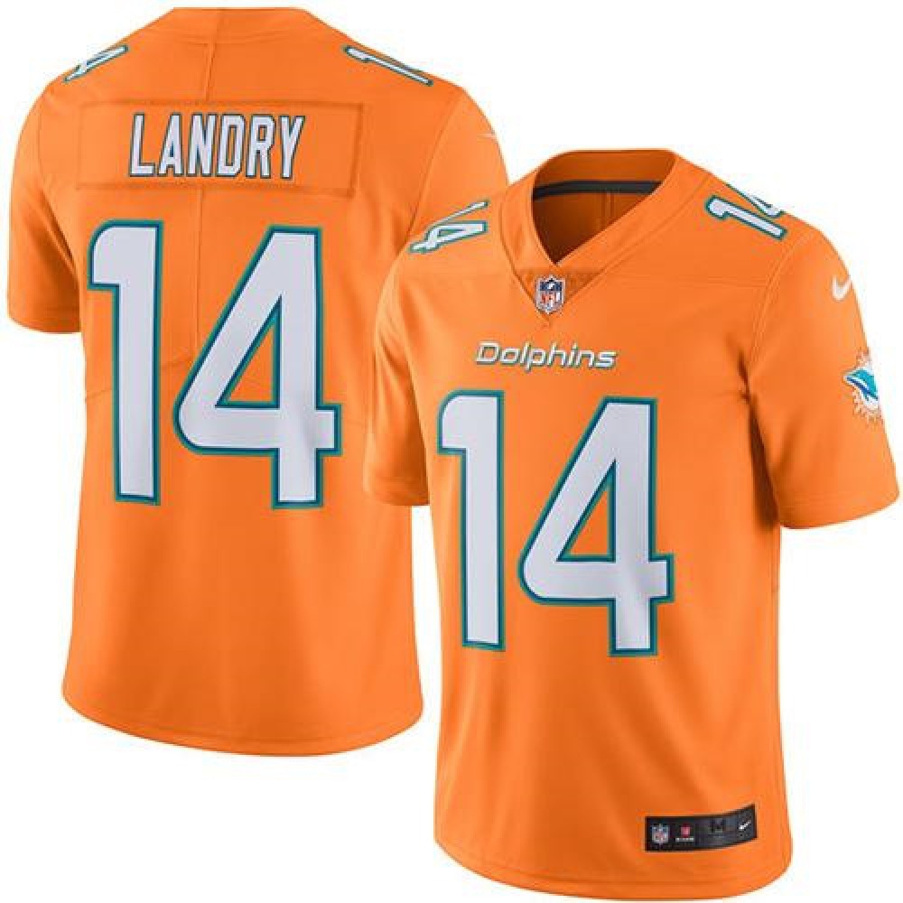 Dolphins #14 Jarvis Landry Orange Men's Stitched NFL Limited Rush Jersey 