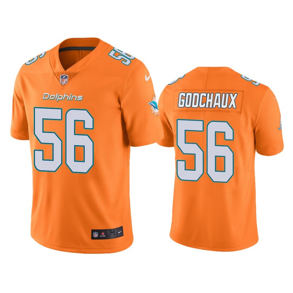 Men's Miami Dolphins #56 Davon Godchaux Orange Vapor Limited Stitched Jersey 