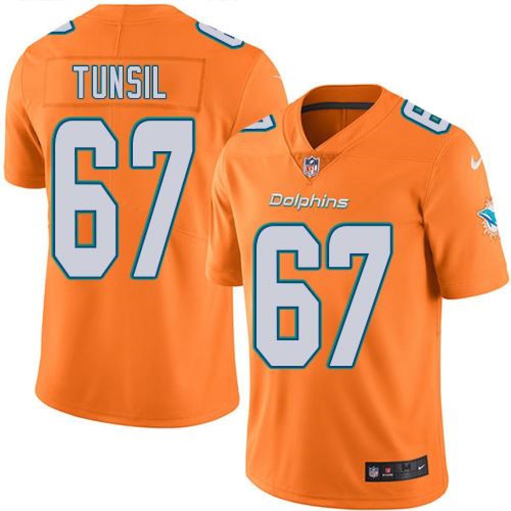 Dolphins #67 Laremy Tunsil Orange Men's Stitched NFL Limited Rush Jersey 