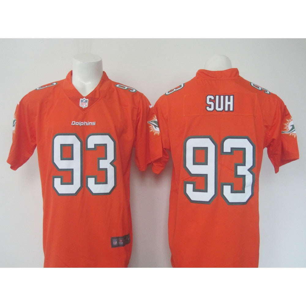 Men's Dolphins#93 Ndamukong Suh Orange Limited Rush Stitched NFL Jersey 