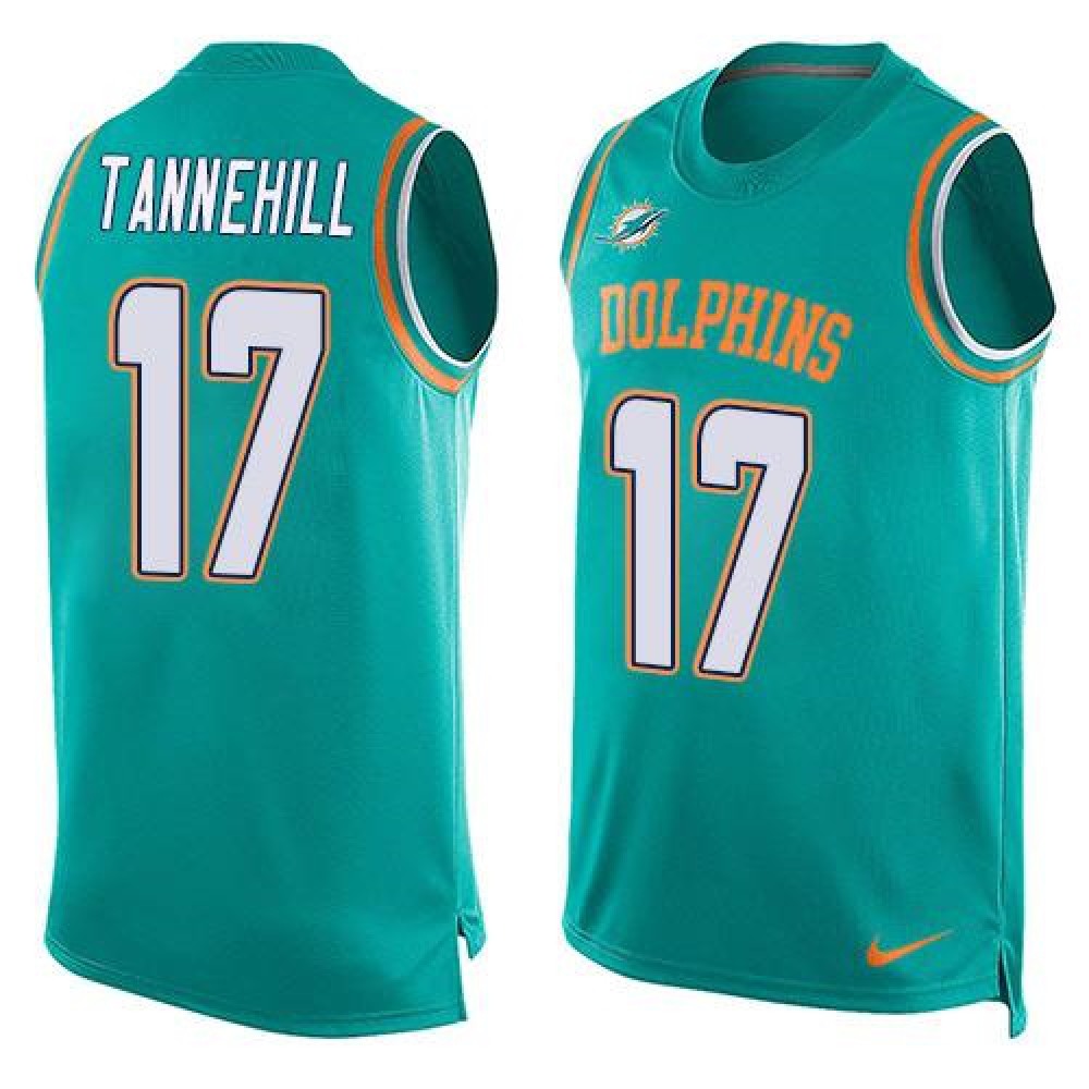 Dolphins #17 Ryan Tannehill Aqua Green Team Color Men's Stitched NFL Limited Tank Top Jersey 