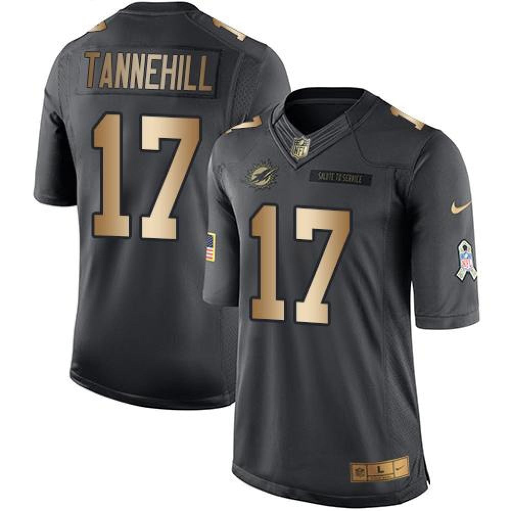 Dolphins #17 Ryan Tannehill Black Men's Stitched NFL Limited Gold Salute To Service Jersey 