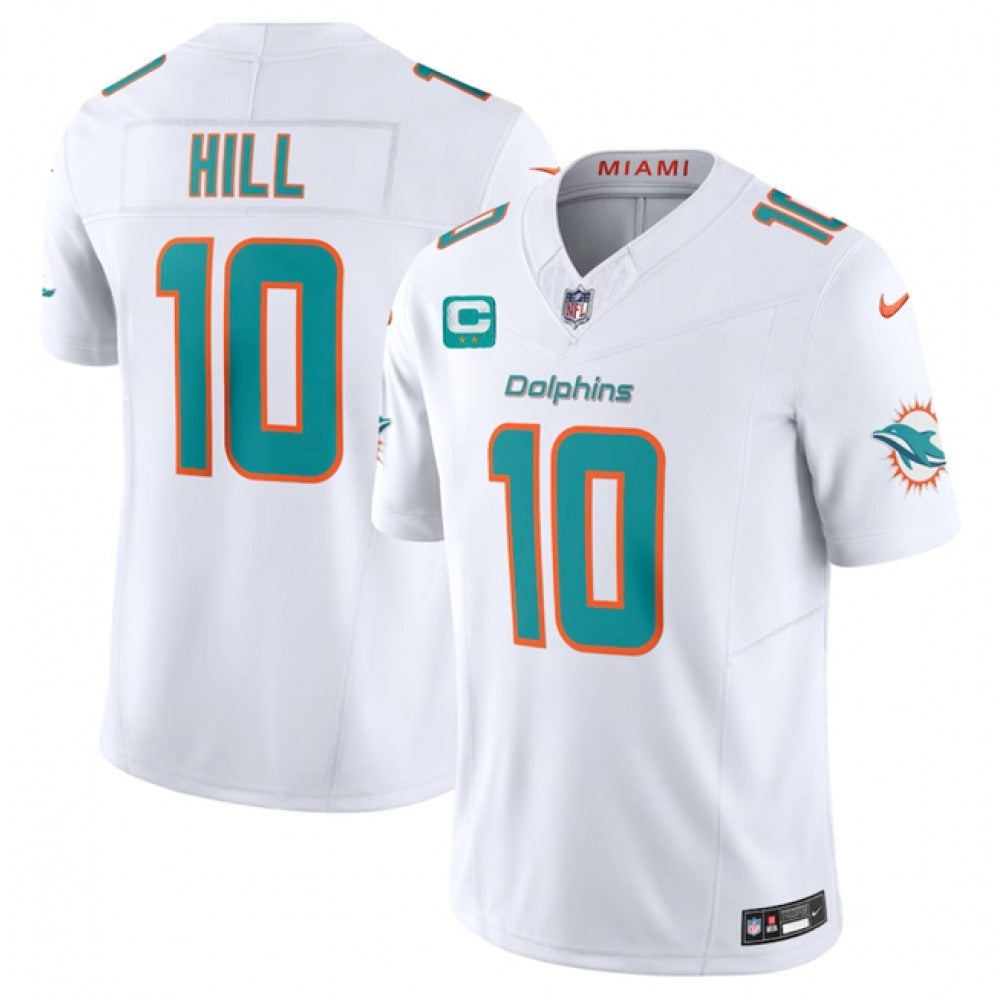 Men's Miami Dolphins #10 Tyreek Hill White 2023 F.U.S.E With 2-Star C Patch Vapor Limited Stitched Football Jersey 