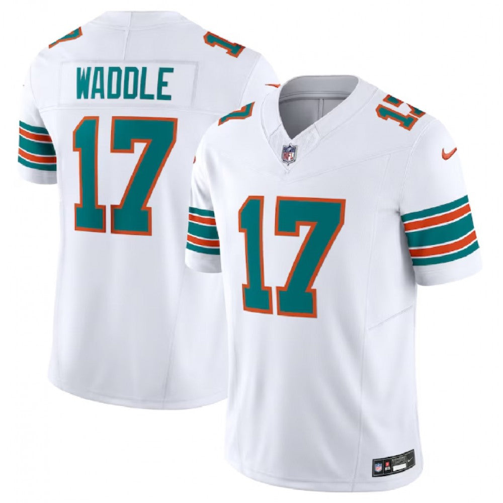 Men's Miami Dolphins #17 Jaylen Waddle White 2023 F.U.S.E Alternate Vapor Limited Stitched Football Jersey 