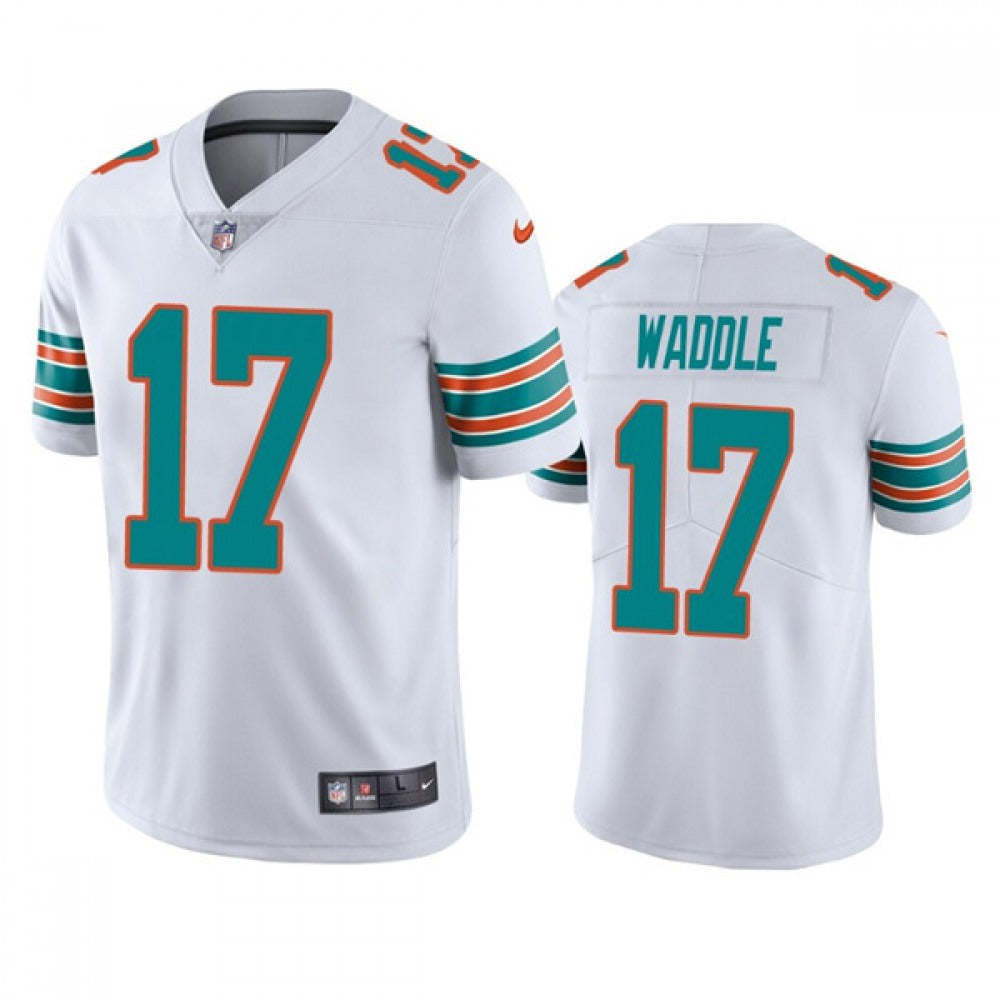Men's Miami Dolphins #17 Jaylen Waddle White Vapor Stitched Football Jersey 