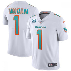 Men's Miami Dolphins #1 Tua Tagovailoa 2022 White With 1-star C Patch Vapor Limited Stitched Jersey 