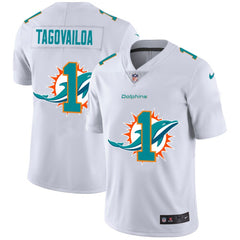Men's Miami Dolphins #1 Tua Tagovailoa White Shadow Logo Limited Stitched Jersey 