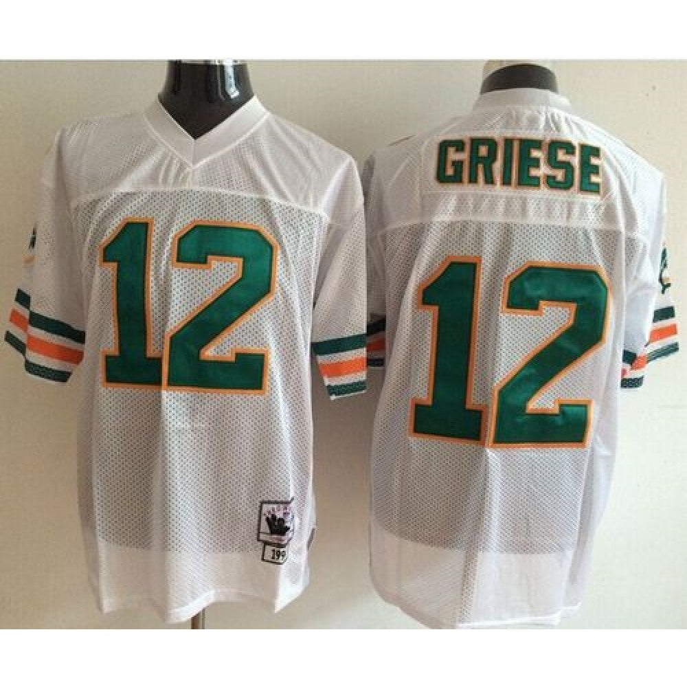 Mitchell And Ness Dolphins #12 Bob Griese White Throwback Stitched NFL Jerseys 