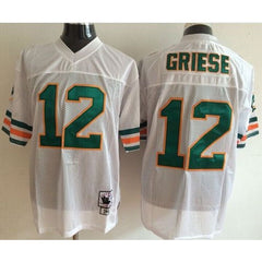 Mitchell And Ness Dolphins #12 Bob Griese White Throwback Stitched NFL Jerseys 