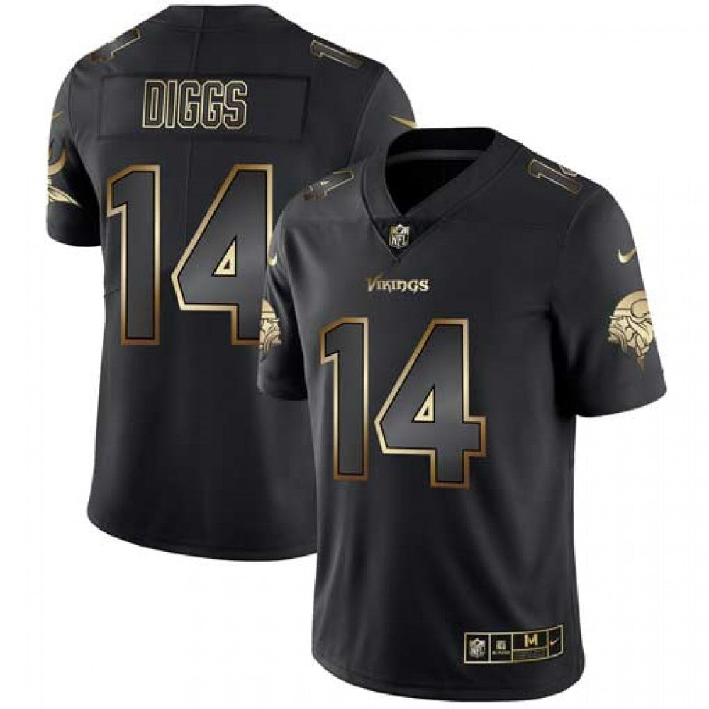 Men's Minnesota Vikings #14 Stefon Diggs 2019 Black Gold Edition Stitched NFL Jersey 