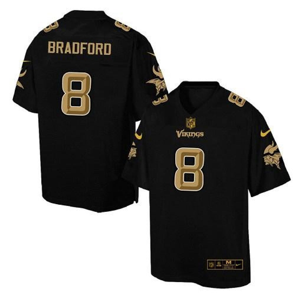 Vikings #8 Sam Bradford Black Men's Stitched NFL Elite Pro Line Gold Collection Jersey 