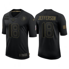 Men's Minnesota Vikings #18 Justin Jefferson 2020 Black Salute To Search Limited Jersey 