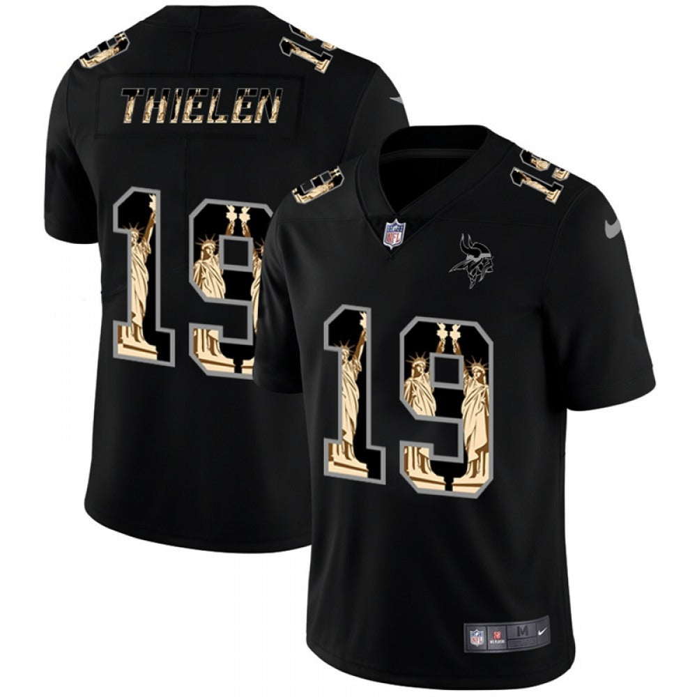 Men's Minnesota Vikings #19 Adam Thielen 2019 Black Statue of Liberty Limited Stitched NFL Jersey 