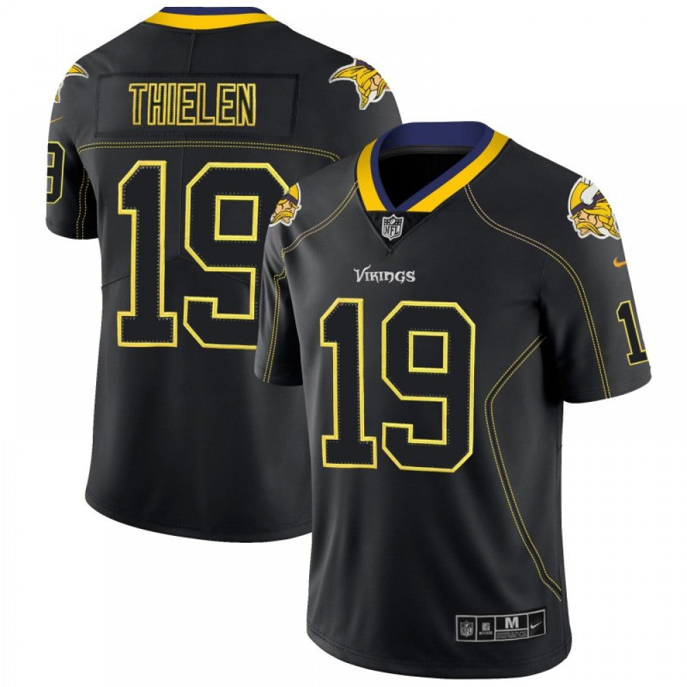 Men's Minnesota Vikings #19 Adam Thielen NFL 2018 Lights Out Black Color Rush Limited Jersey 