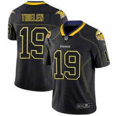 Men's Minnesota Vikings #19 Adam Thielen NFL 2018 Lights Out Black Color Rush Limited Jersey 