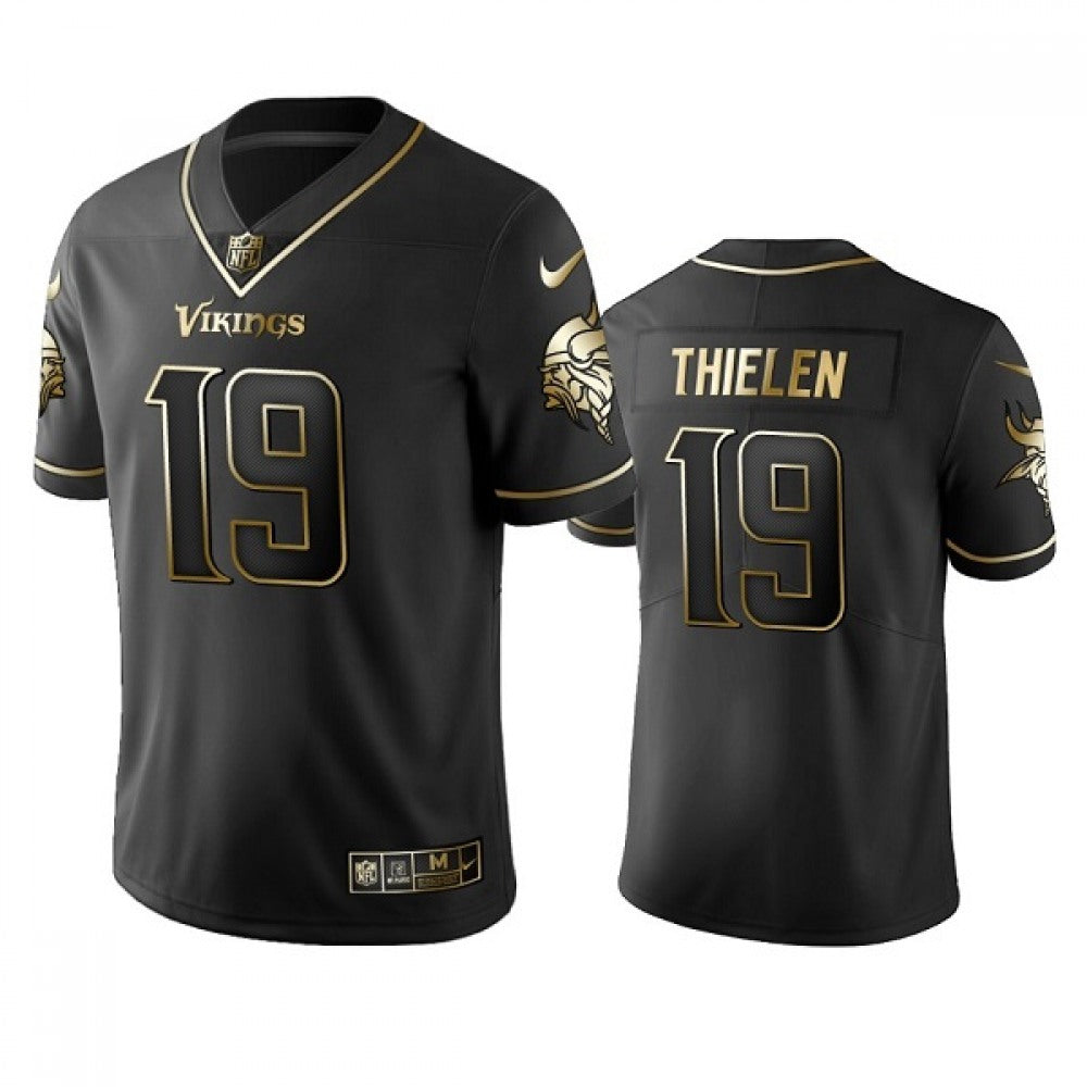 Men's Minnesota Vikings #19 Adam Thielen Black Golden Editon Limited Jersey 