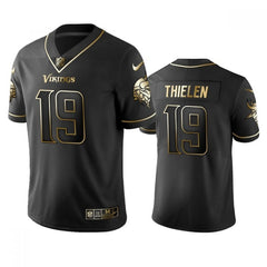 Men's Minnesota Vikings #19 Adam Thielen Black Golden Editon Limited Jersey 
