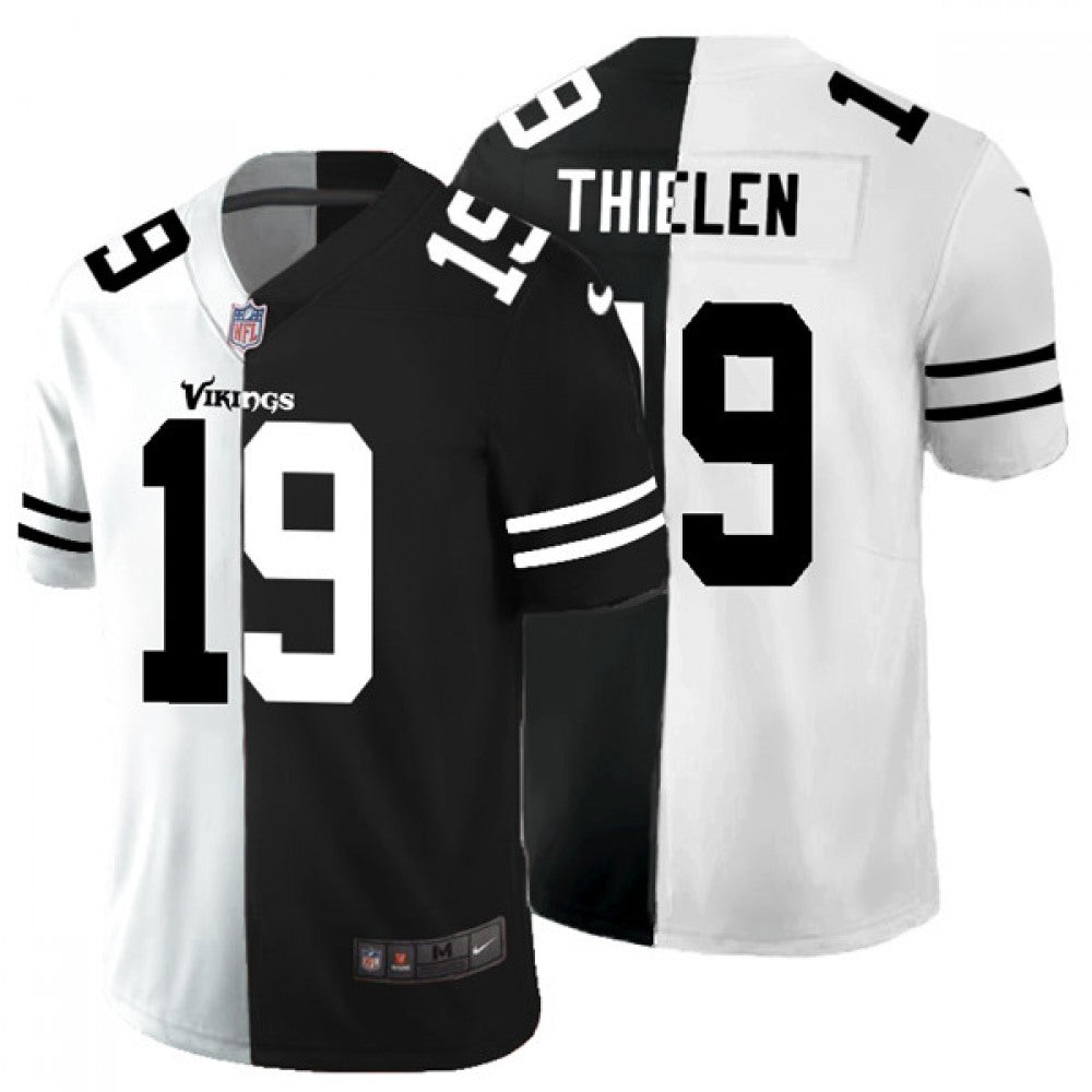Men's Minnesota Vikings #19 Adam Thielen Black & White Split Limited Stitched Jersey 