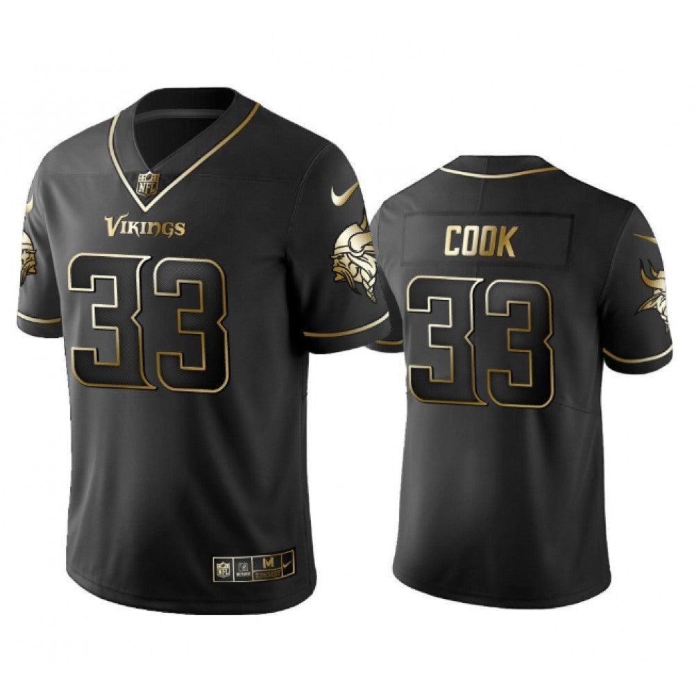 Men's Minnesota Vikings #33 Dalvin Cook Black Golden Edition Limited Stitched Jersey 