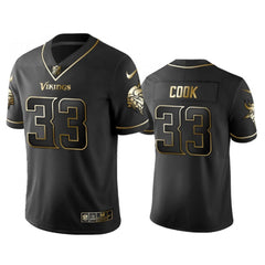 Men's Minnesota Vikings #33 Dalvin Cook Black Golden Edition Limited Stitched Jersey 