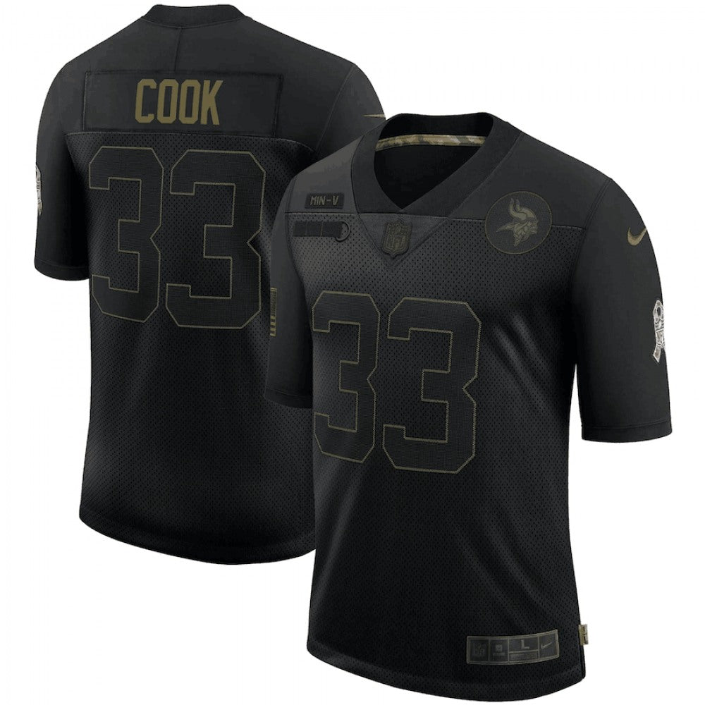 Men's Minnesota Vikings #33 Dalvin Cook 2020 Black Salute To Search Limited Jersey 