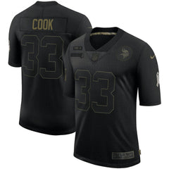 Men's Minnesota Vikings #33 Dalvin Cook 2020 Black Salute To Search Limited Jersey 