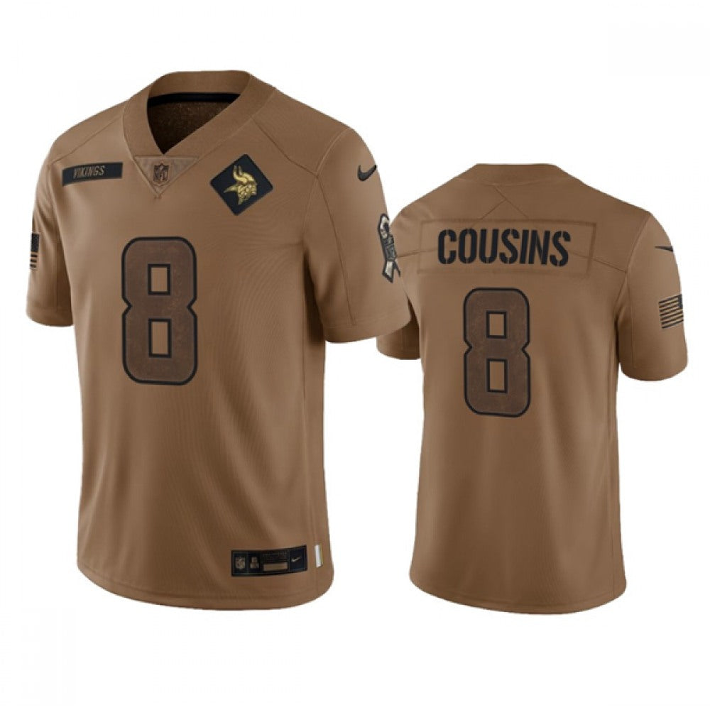 Men's Minnesota Vikings #8 Kirk Cousins 2023 Brown Salute To Service Limited Stitched Jersey 