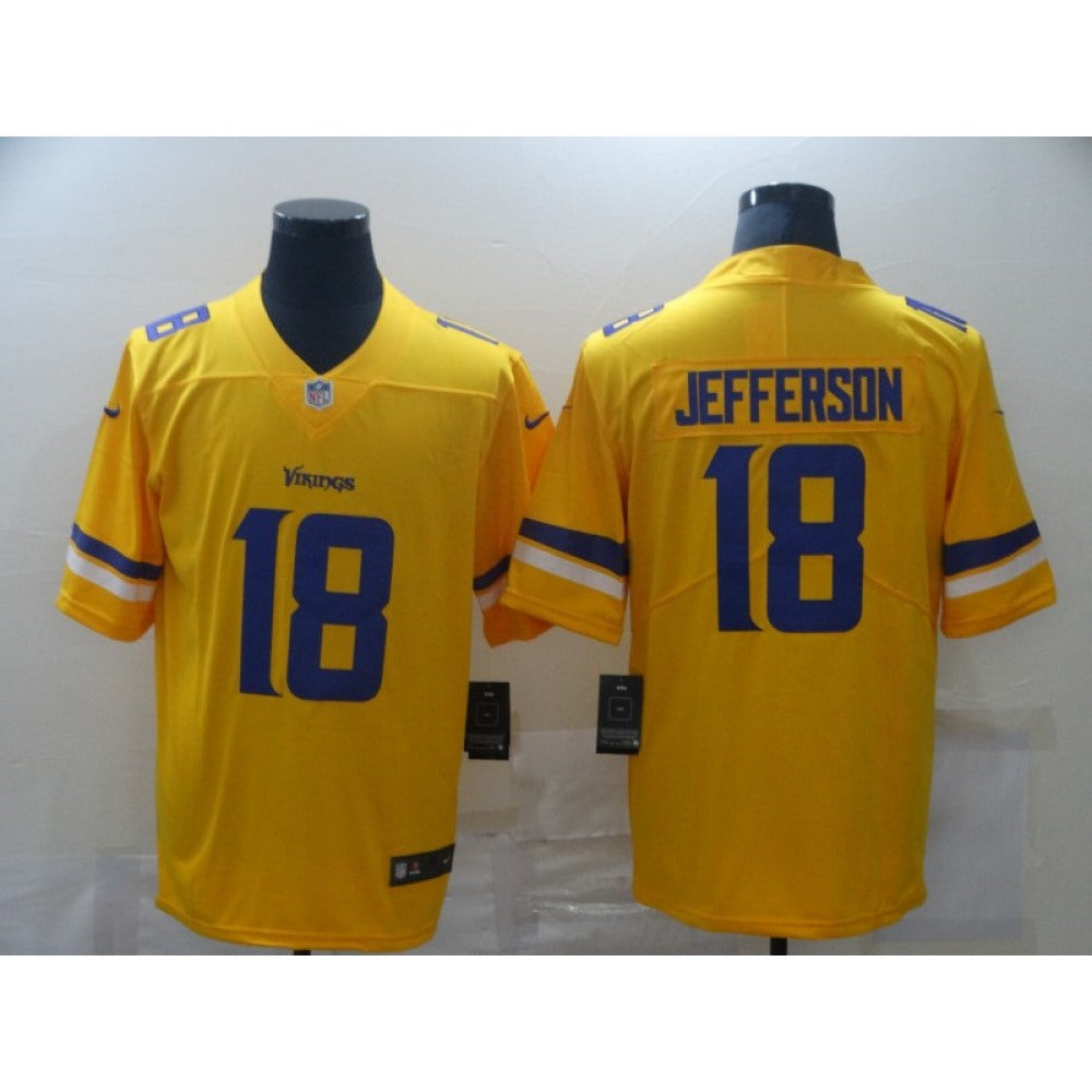 Men's Minnesota Vikings #18 Justin Jefferson 2019 Gold Inverted Legend Stitched NFL Jersey 