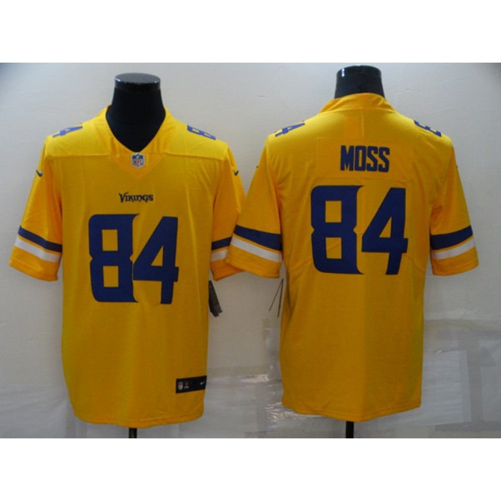 Men's Minnesota Vikings #84 Randy Moss Gold Inverted Legend Stitched NFL Jersey 