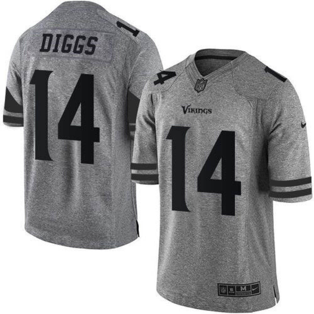 Vikings #14 Stefon Diggs Gray Men's Stitched NFL Limited Gridiron Gray Jersey 