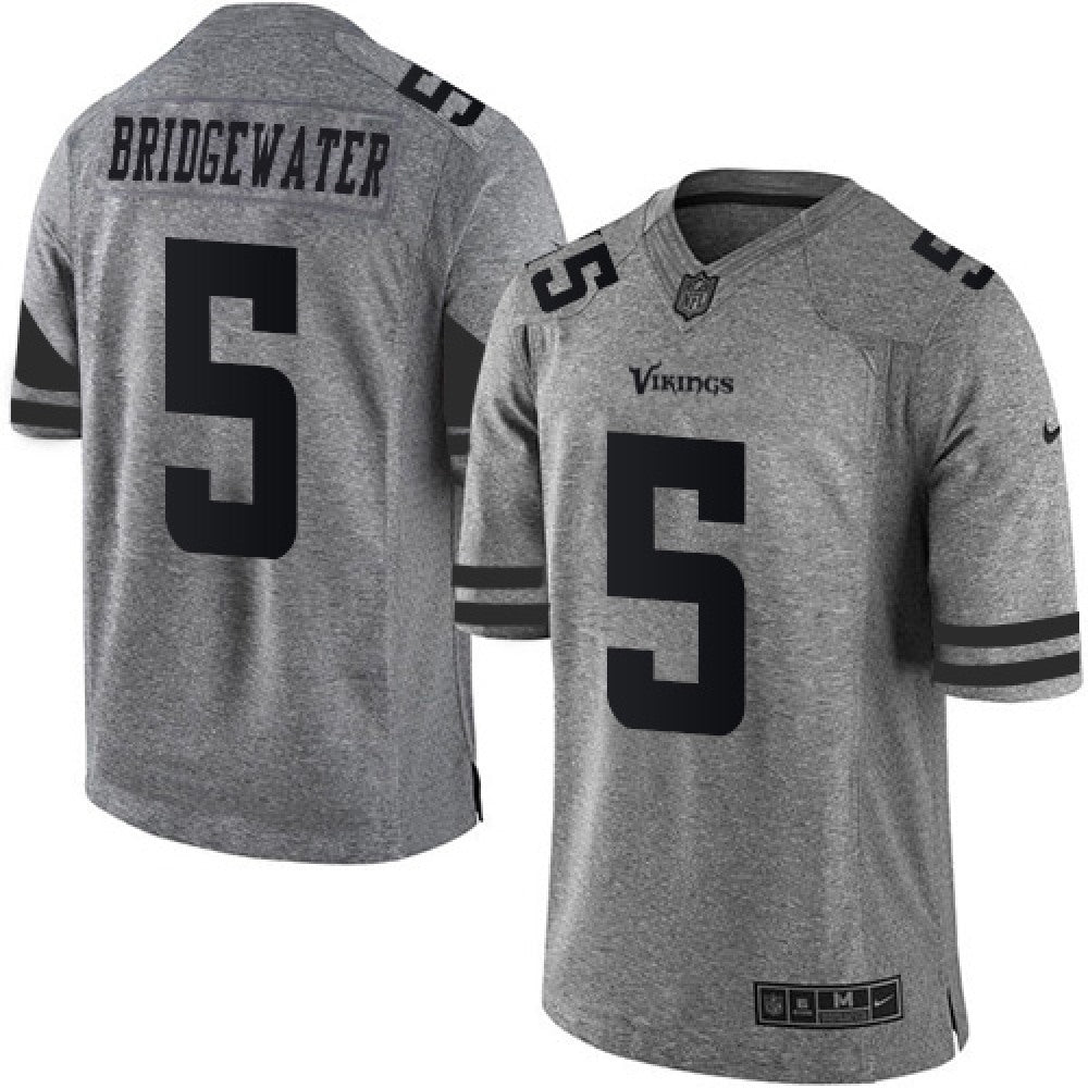 Vikings #5 Teddy Bridgewater Gray Men's Stitched NFL Limited Gridiron Gray Jersey 