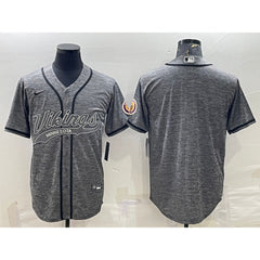 Men's Minnesota Vikings Blank Grey With Patch Cool Base Stitched Baseball Jersey 